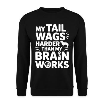Mein Schwanz wedelt härter Hundehumor - Unisex Pullover - Schwarz - Vorne - Alina (178cm) & Michal (187cm)