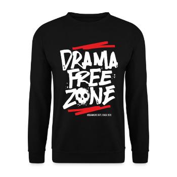 drama_queen_free_zone_skull - Unisex Pullover - Schwarz - Vorne - Alina (178cm) & Michal (187cm)