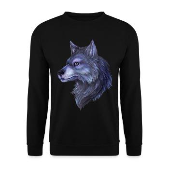Mystical wolf hand drawn great night motif - Unisex Sweatshirt - black - Front - Alina (178cm) & Michal (187cm)