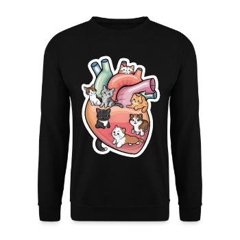 Maine Coon Katze Hauskatze Liebe - Unisex Pullover - Schwarz - Vorne - Alina (178cm) & Michal (187cm)