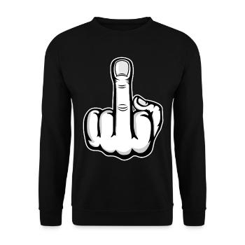 Doigt du milieu doigt puant design blanc - Sweat-shirt Unisexe - noir - Devant - Alina (178cm) & Michal (187cm)