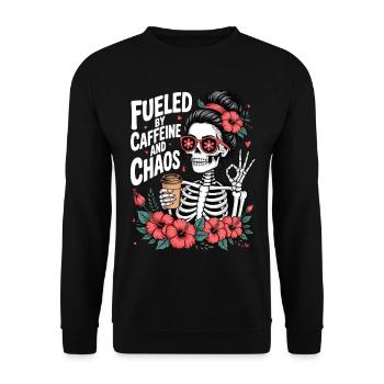 Mother Caffeine Mom Skeleton Coffee - Unisex Sweatshirt - black - Front - Alina (178cm) & Michal (187cm)
