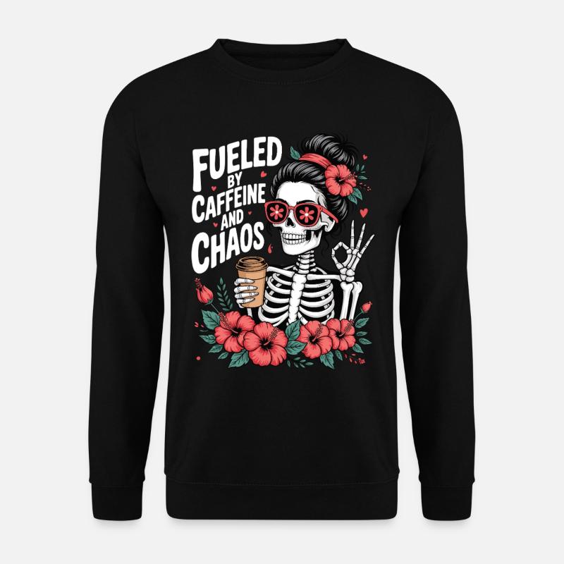 Mère Caféine Maman Squelette Café - Sweat-shirt Unisexe - noir