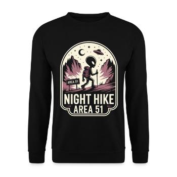 Lustige Gegend 51 Alien UFO Wanderung Wandern - Unisex Pullover - Schwarz - Vorne - Alina (178cm) & Michal (187cm)
