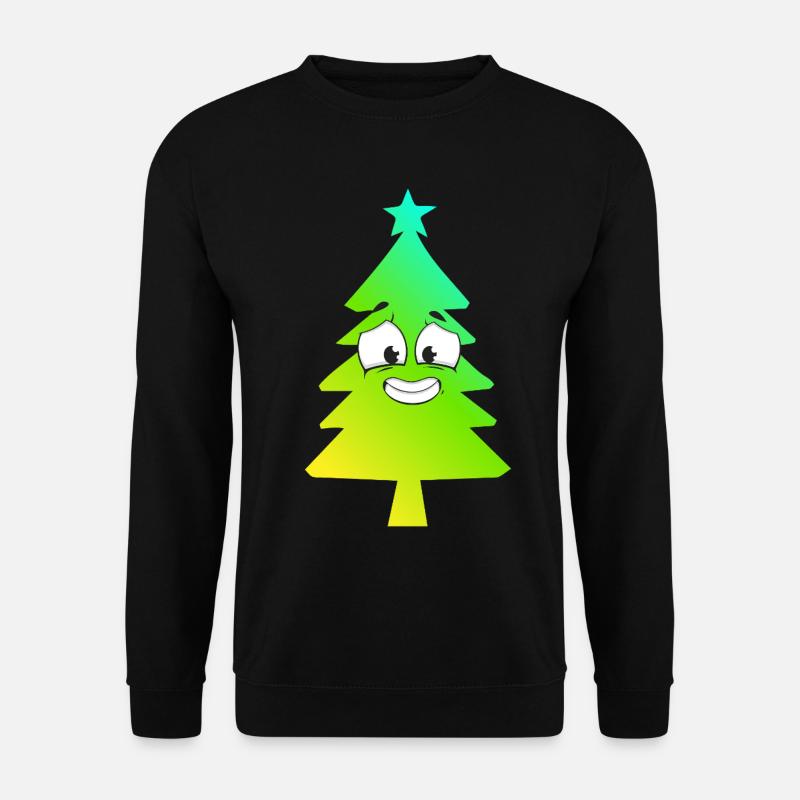 Weihnachtsbaum-Farbverlauf Lächeln - Unisex Pullover - Schwarz