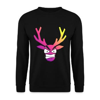 Iridescent Furious Christmas Deer Head - Unisex Sweatshirt - black - Front - Alina (178cm) & Michal (187cm)