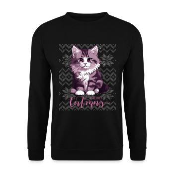 Chaton mauve Noël Catmas - Sweat-shirt Unisexe - noir - Devant - Alina (178cm) & Michal (187cm)