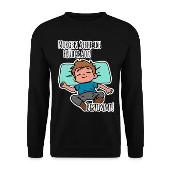 Un grognon du matin ? Tu te lèves tôt ou traînes ? - Sweat-shirt Unisexe - noir - Devant - Alina (178cm) & Michal (187cm)