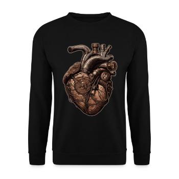 Steampunk Herz Biomechanik - Unisex Pullover - Schwarz - Vorne - Alina (178cm) & Michal (187cm)