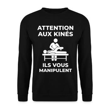 Beware of the physiotherapists, they manipulate you - Unisex Sweatshirt - black - Front - Alina (178cm) & Michal (187cm)
