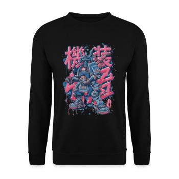 Samurai Mech – Motif de robot manga d’anime - Sweat-shirt Unisexe - noir - Devant - Alina (178cm) & Michal (187cm)