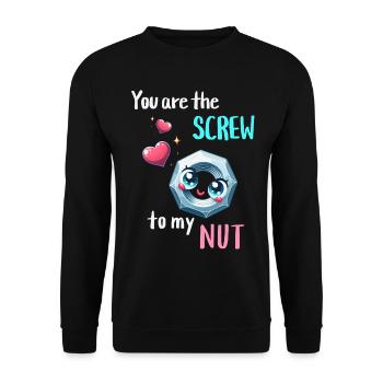Drôle de conception de paires de boulons d’écrou - Sweat-shirt Unisexe - noir - Devant - Alina (178cm) & Michal (187cm)