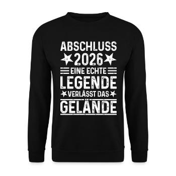 Abschluss 2026 Eine Legende verlässt das Gelände - Unisex Pullover - Schwarz - Vorne - Alina (178cm) & Michal (187cm)