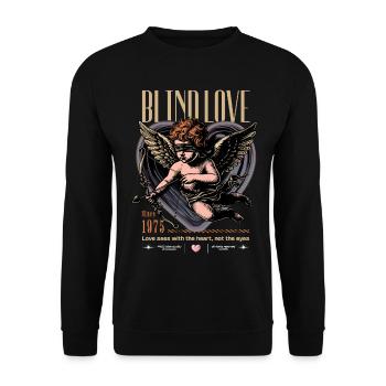 Blind Love 1975 Retro Cupid - Unisex Pullover - Schwarz - Vorne - Alina (178cm) & Michal (187cm)