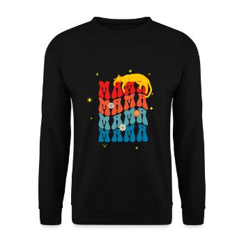 Retro Mama Orange Cat Mom Gift Groovy 70s Floral - Unisex Sweatshirt - black - Front - Alina (178cm) & Michal (187cm)