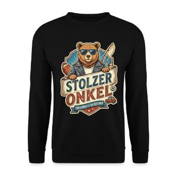 Fier Oncle Ours – Héros du Loisir - Sweat-shirt Unisexe - noir - Devant - Alina (178cm) & Michal (187cm)