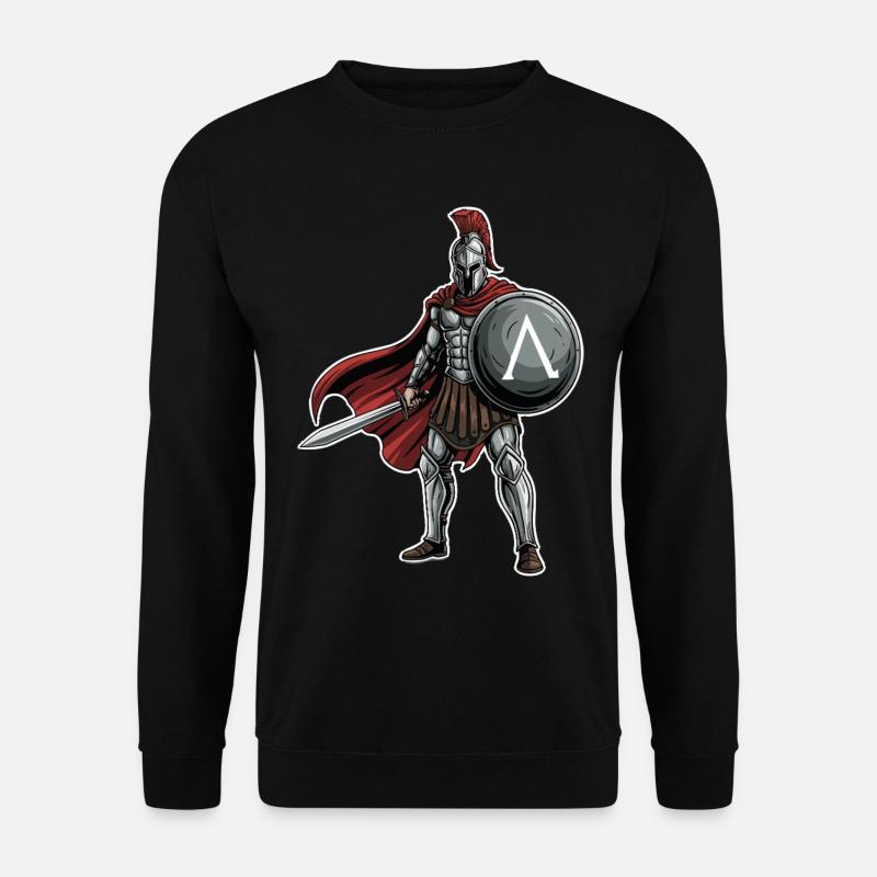Hoplitisches Spartanisches Lambda-Schild-Schwert-Maskottchen - Unisex Pullover - Schwarz