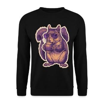 Eichhörnchen Mit Sonnenbrille Knabbert Haselnuss - Unisex Pullover - Schwarz - Vorne - Alina (178cm) & Michal (187cm)