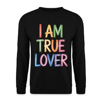 Je suis un vrai amoureux Écriture colorée Imprimé - Sweat-shirt Unisexe - noir - Devant - Alina (178cm) & Michal (187cm)