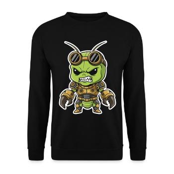 Alien Steampunk Krieger Rüstungsmessing - Unisex Pullover - Schwarz - Vorne - Alina (178cm) & Michal (187cm)