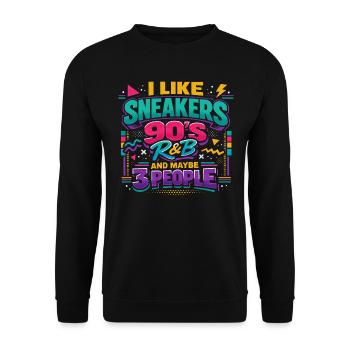 Style Années 90 : Sneakers, R&B et Humour - Sweat-shirt Unisexe - noir - Devant - Alina (178cm) & Michal (187cm)