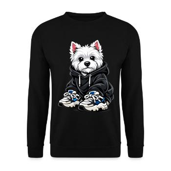 Westie cool en sweat à capuche et baskets oversize - Sweat-shirt Unisexe - noir - Devant - Alina (178cm) & Michal (187cm)