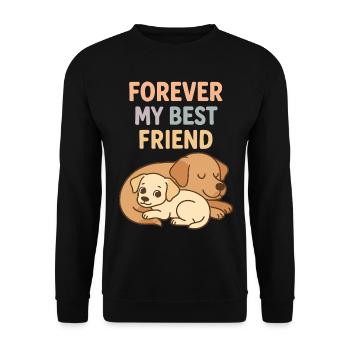 Süße Hunde Best Friend Pastell Grafik Design - Unisex Pullover - Schwarz - Vorne - Alina (178cm) & Michal (187cm)