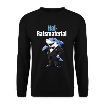 Certified Hairatsmaterial | Lustiger Hai Wortwitz - Unisex Pullover - Schwarz - Vorne - Alina (178cm) & Michal (187cm)