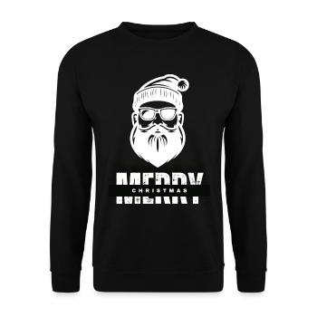 Merry Christmas Weihnachtsmann Geschenk - Unisex Pullover - Schwarz - Vorne - Alina (178cm) & Michal (187cm)