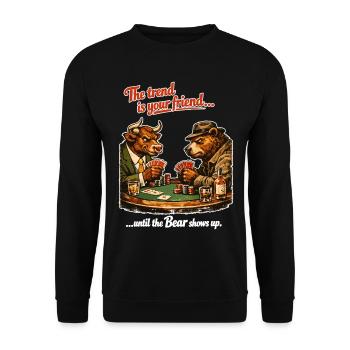 Bulle & Bär Poker: The Trend Is Your Friend - Unisex Pullover - Schwarz - Vorne - Alina (178cm) & Michal (187cm)