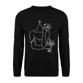 Linienkunst - Unisex Pullover - Schwarz - Vorne - Alina (178cm) & Michal (187cm)