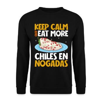 Keep Calm - Chiles en Nogada - Unisex Pullover - Schwarz - Vorne - Alina (178cm) & Michal (187cm)
