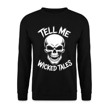 Tell Me Wicked Tales Skull - Unisex Pullover - Schwarz - Vorne - Alina (178cm) & Michal (187cm)