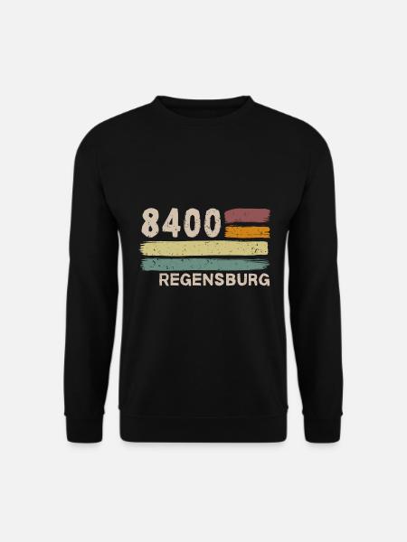 8400 Regensburg Postleitzahlen Alte PLZ Vintage - Unisex Pullover - Schwarz