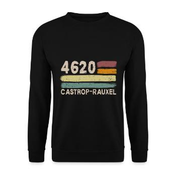 4620 Castrop-Rauxel Postleitzahlen PLZ Vintage - Unisex Pullover - Schwarz - Vorne - Alina (178cm) & Michal (187cm)