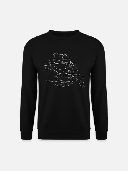 Tiermotiv Frosch - one line drawing - Unisex Pullover - Schwarz