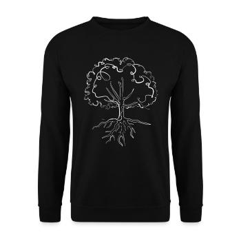 Tree with roots Environmental protection - one line drawing - Unisex Sweatshirt - black - Front - Alina (178cm) & Michal (187cm)