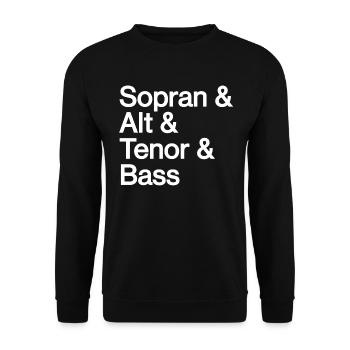 Chor Sopran Alt Tenor Bass Sänger Singen - Unisex Pullover - Schwarz - Vorne - Alina (178cm) & Michal (187cm)