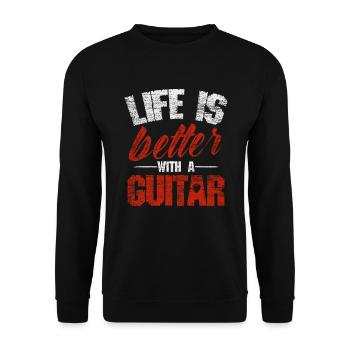 Gitarre - Unisex Pullover - Schwarz - Vorne - Alina (178cm) & Michal (187cm)