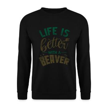 beaver - Unisex Sweatshirt - black - Front - Alina (178cm) & Michal (187cm)