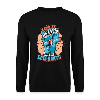 Elefant - Unisex Pullover - Schwarz - Vorne - Alina (178cm) & Michal (187cm)