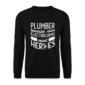 Plumber installer - Unisex Sweatshirt - black - Front - Alina (178cm) & Michal (187cm)