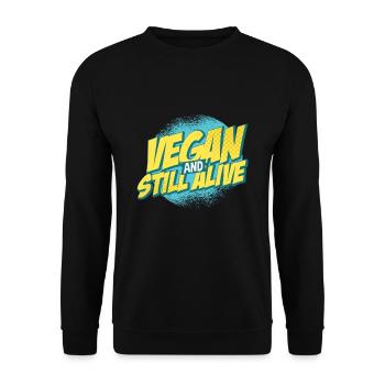 Vegan Veganer - Unisex Pullover - Schwarz - Vorne - Alina (178cm) & Michal (187cm)