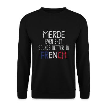 France français - Sweat-shirt Unisexe - noir - Devant - Alina (178cm) & Michal (187cm)