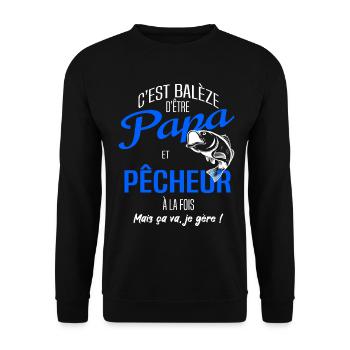 PAPA pêcheur - Sweat-shirt Unisexe - noir - Devant - Alina (178cm) & Michal (187cm)