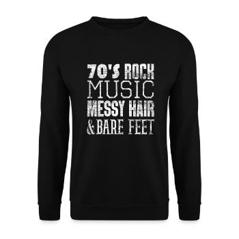 70er Jahre Rock Musik - Unisex Pullover - Schwarz - Vorne - Alina (178cm) & Michal (187cm)