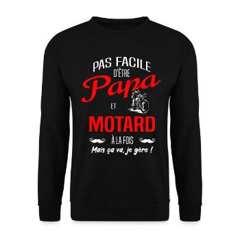 PAPA MOTARD - Sweat-shirt Unisexe - noir - Devant - Alina (178cm) & Michal (187cm)