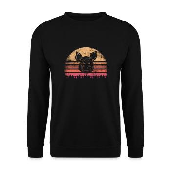 Cochon vintage - Sweat-shirt Unisexe - noir - Devant - Alina (178cm) & Michal (187cm)