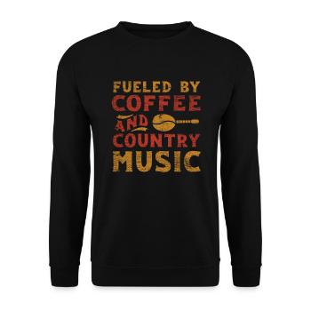 Country Musik und Kaffee - Unisex Pullover - Schwarz - Vorne - Alina (178cm) & Michal (187cm)