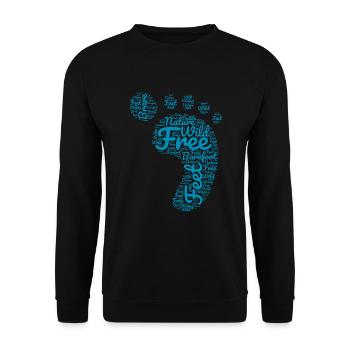 Barfuß Fußabdruck - Unisex Pullover - Schwarz - Vorne - Alina (178cm) & Michal (187cm)